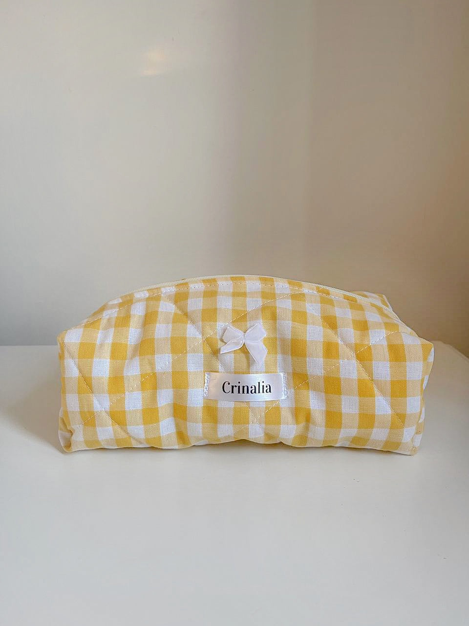 Beauty bag - yellow gingham 🍋🧺 (large size)