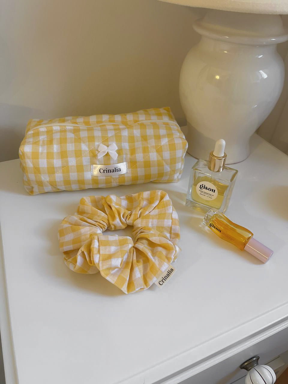 Beauty bag - yellow gingham 🍋🧺 (large size)