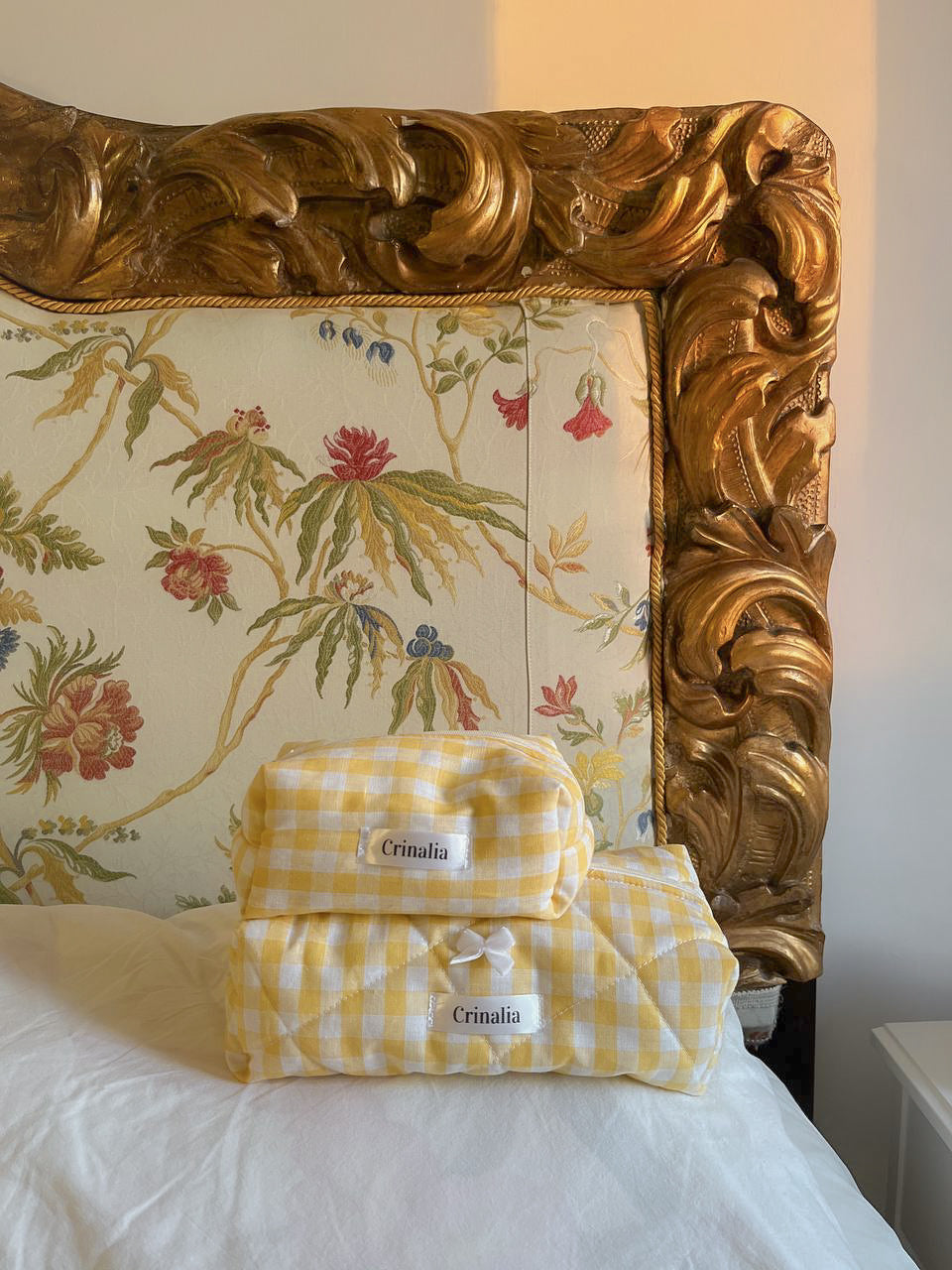 Beauty bag - yellow gingham 🍋🧺(small size)