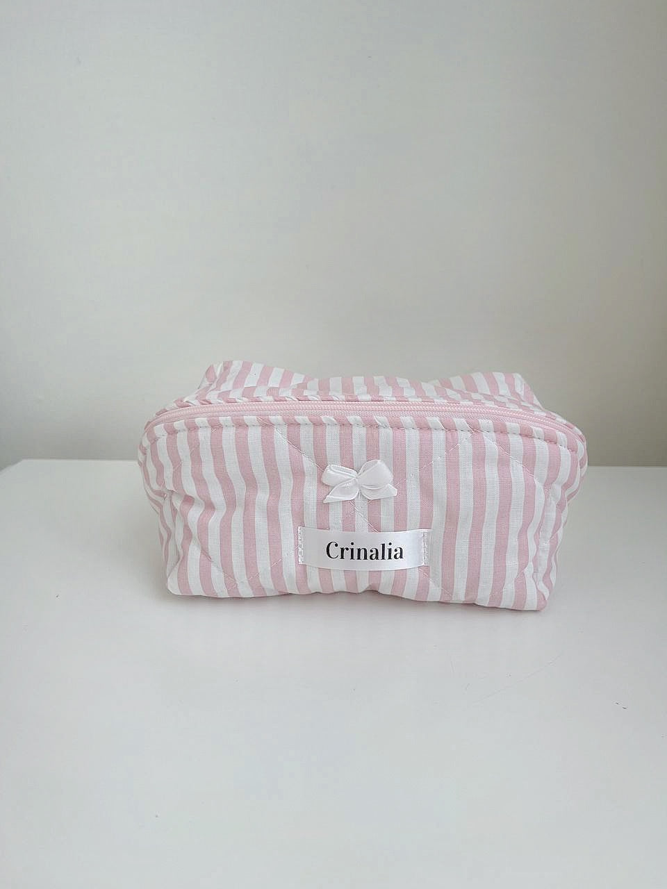 beauty bag - pink stripes 🌸🎀 (small size folding)