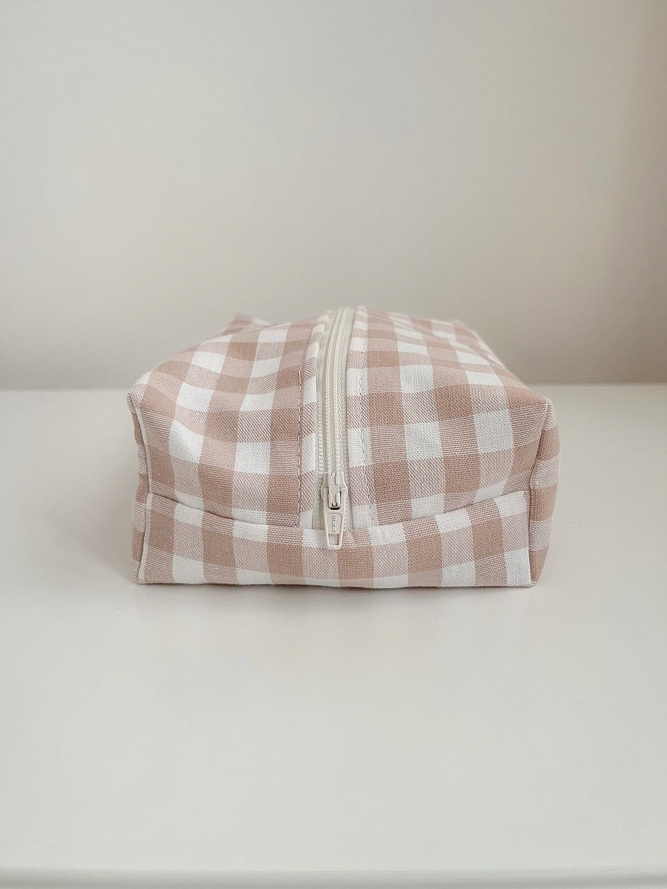 beauty bag - beige gingham 🕊️🤎 (small size)