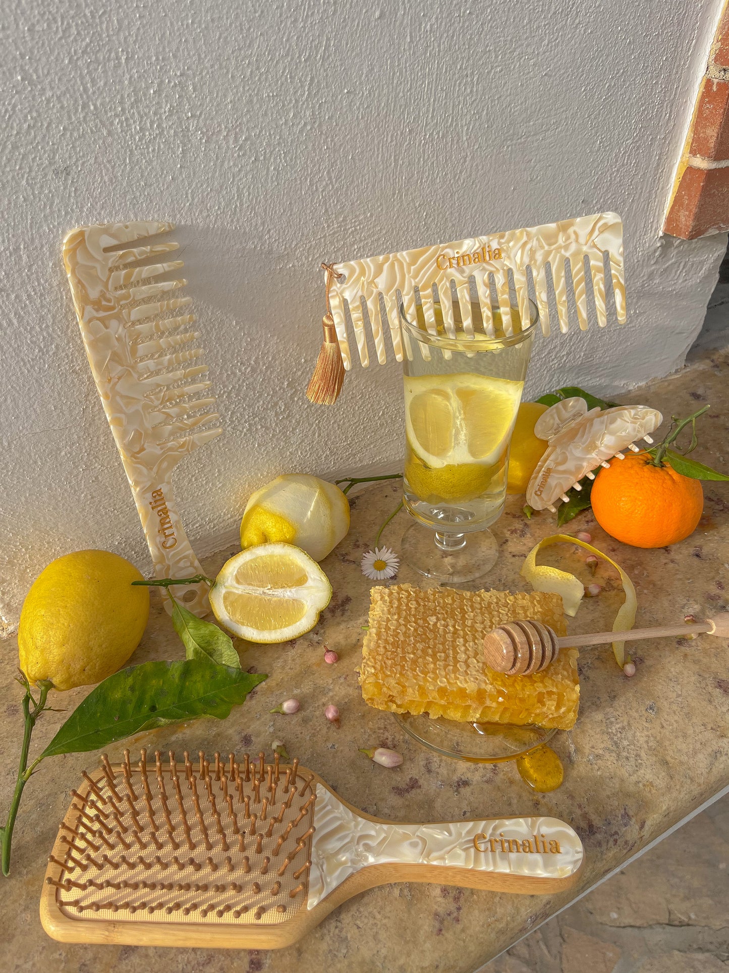 Wide tooth Hair Comb in HONEY & CITRUS ZEST