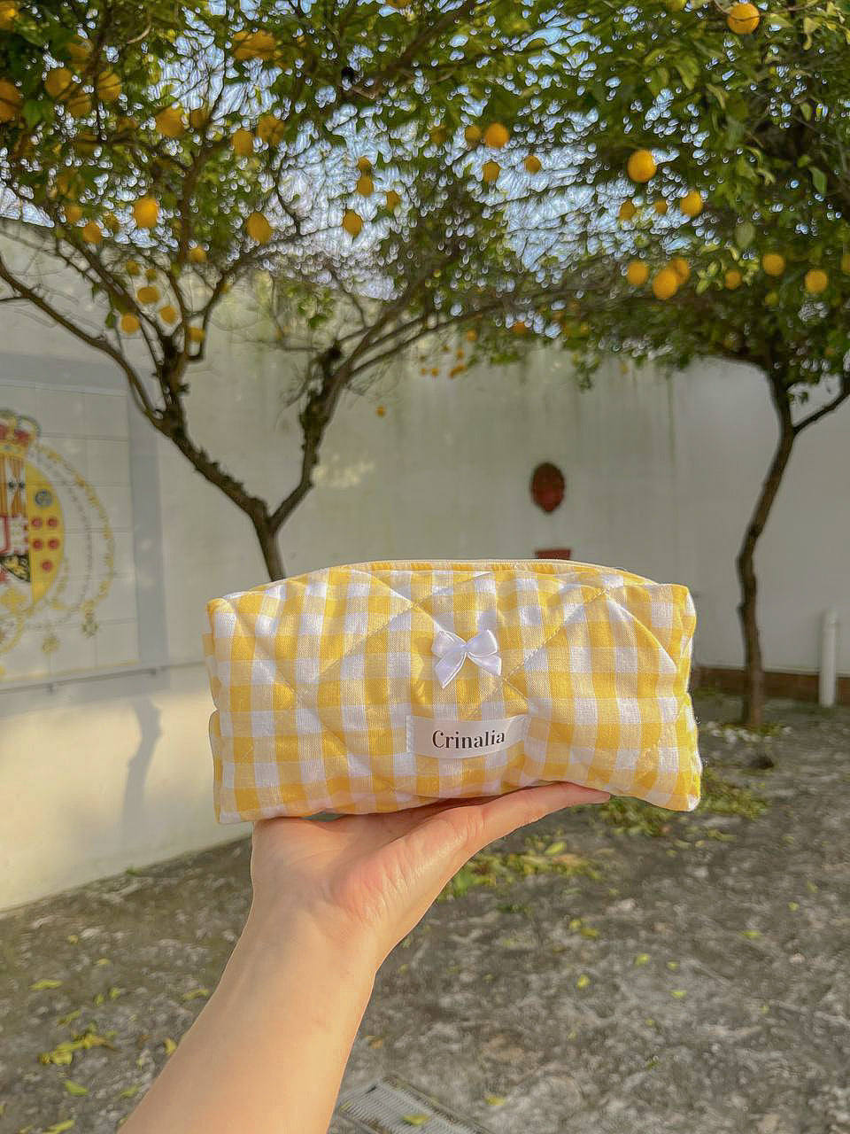 beauty bag - yellow gingham 🍋🧺 (large size)