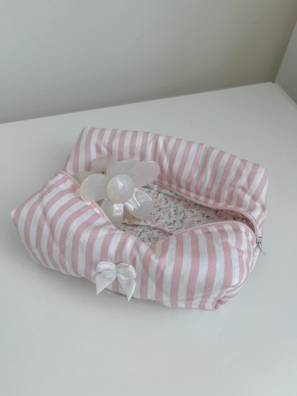 beauty bag - pink stripes 🌸🎀 (small size)