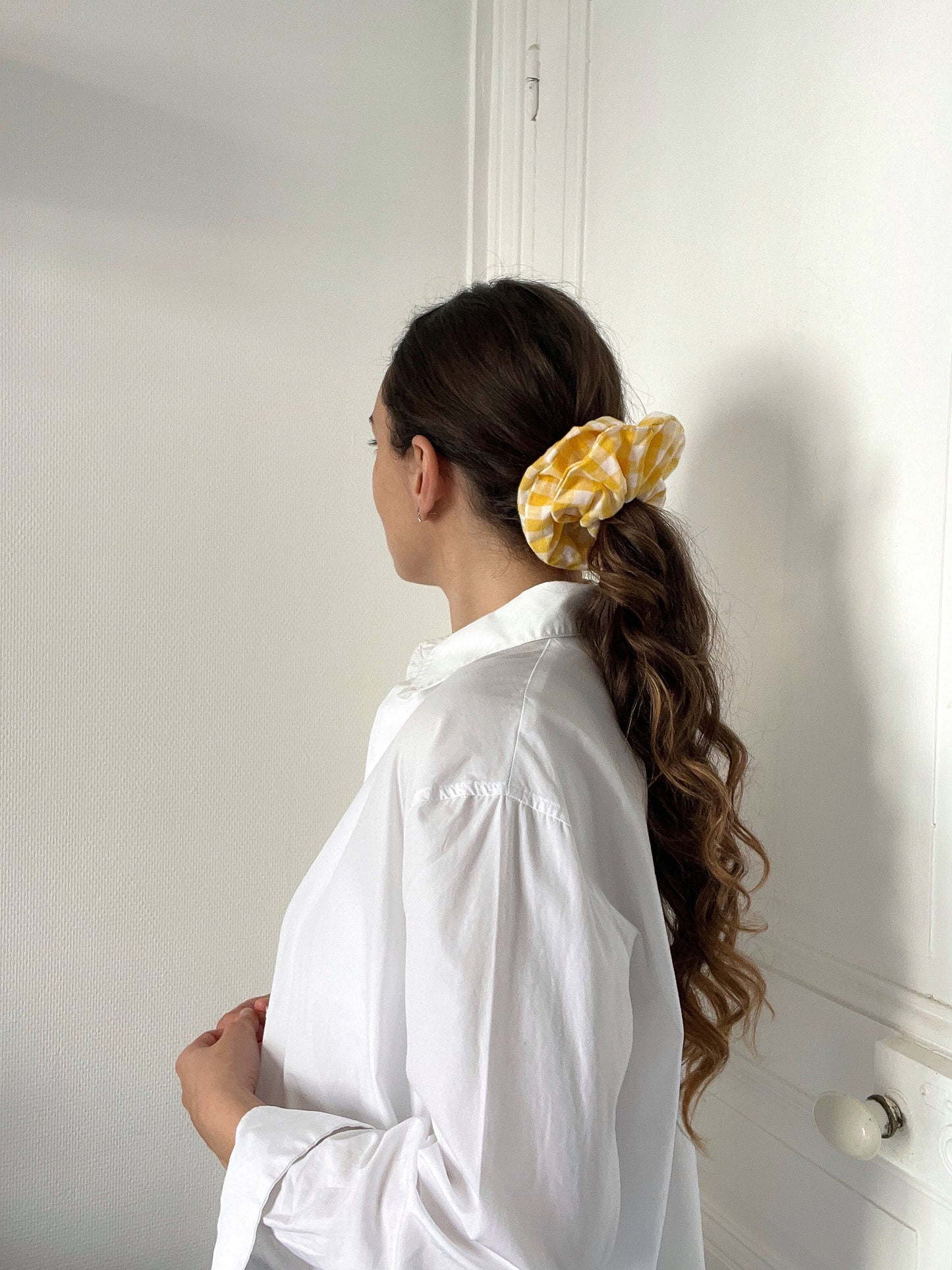 Scrunchie L - beige gingham 🤎