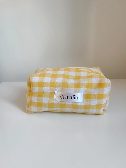 beauty bag - yellow gingham 🍋🧺(small size)