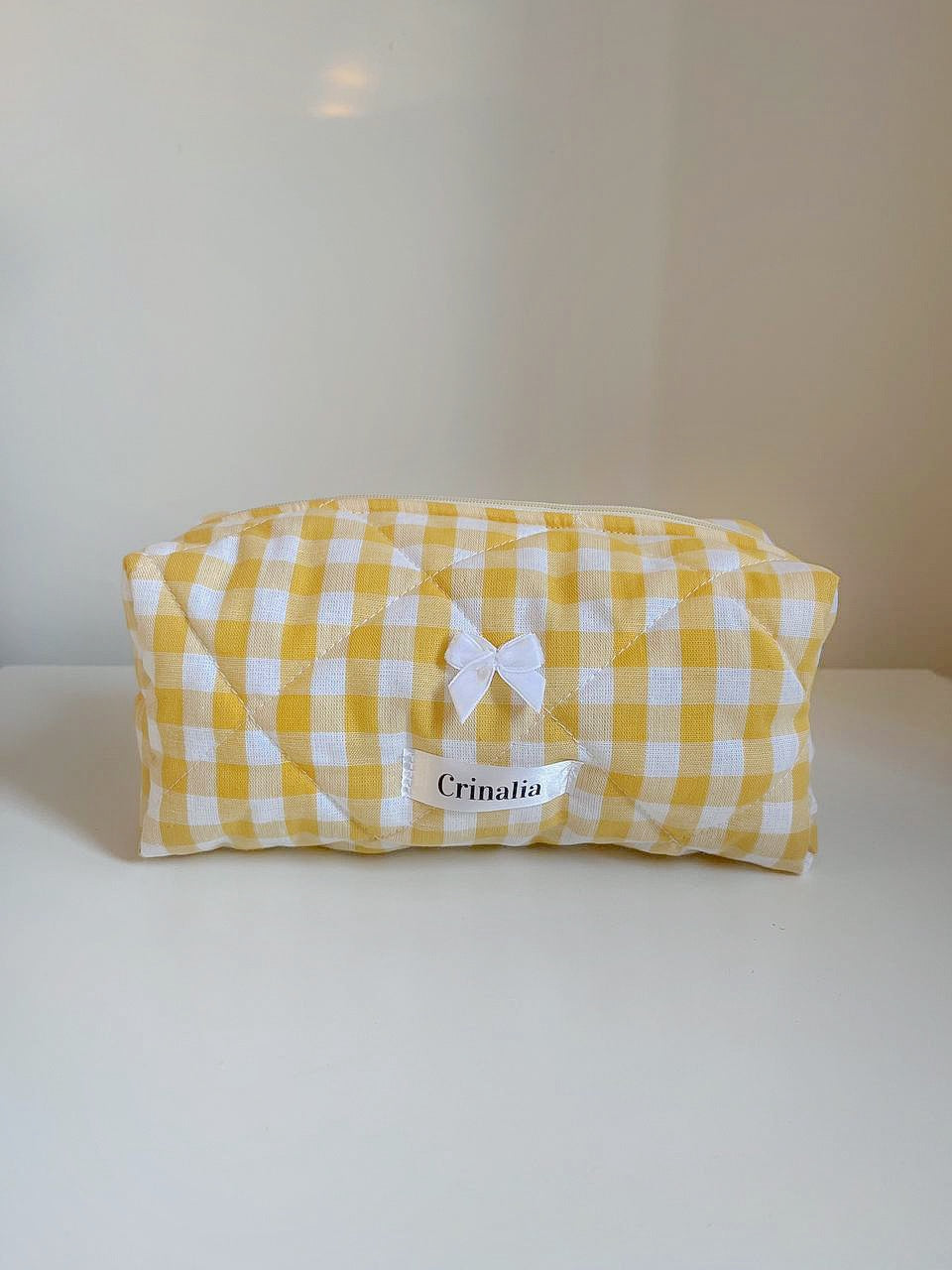 beauty bag - yellow gingham 🍋🧺 (large size)