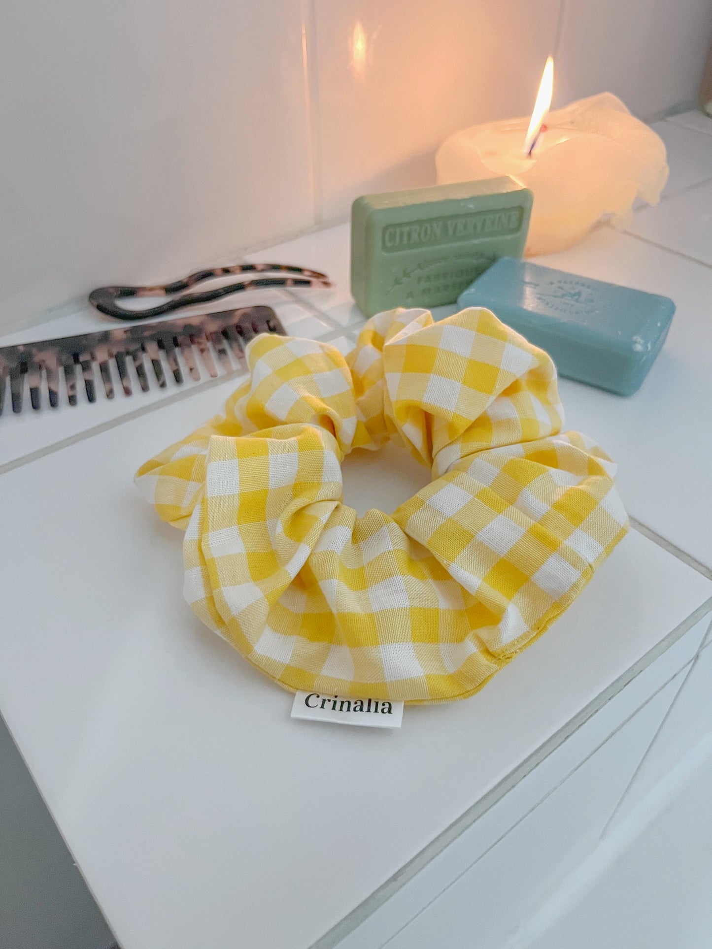 Scrunchie L - yellow gingham 💛