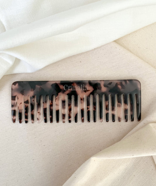 Made in Italy Wide tooth comb in tortoiseshell effect (pink and brown)