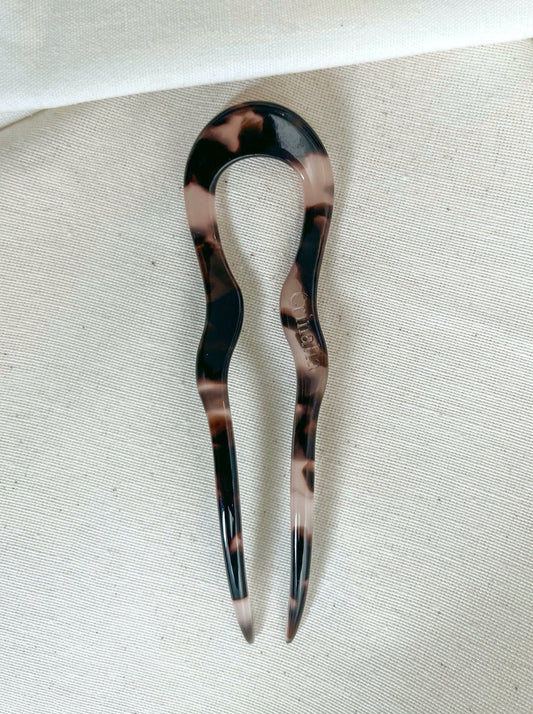 Made in Italy Hair pin with tortoiseshell effect (pink and brown)